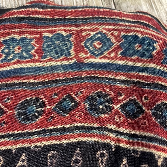 Lauren Ralph Lauren Navy Blue Ikat Print Viscose Blend Boat Neck Sweater Size m - Picture 4 of 5